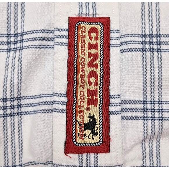 Cinch Pearl Snap Western Shirt Classic Cowboy Collection Mens Size L White Blue - Picture 7 of 16